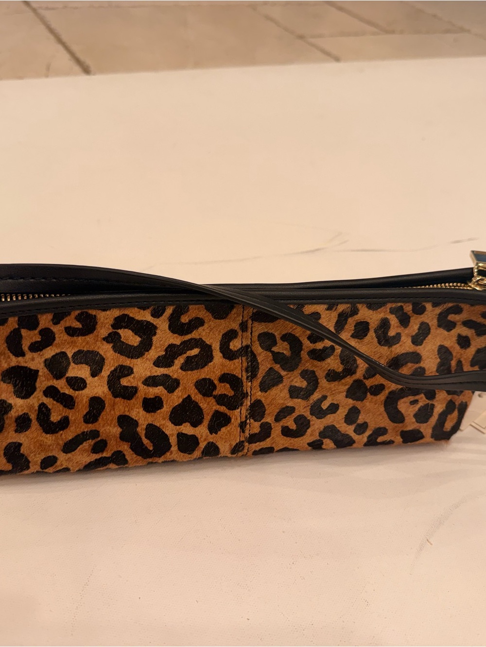 Dolce Vita Leopard Print Clutch with Black Trim